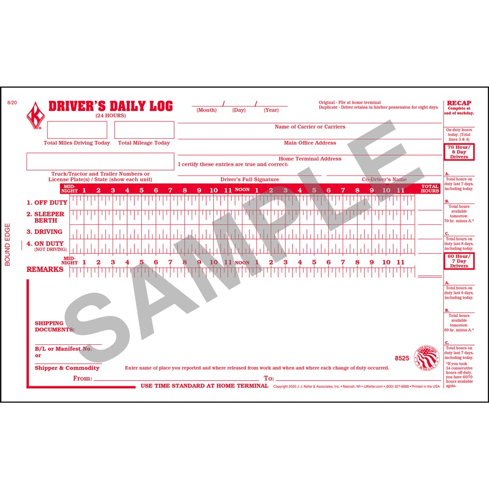 Drivers Daily Log Book with Detailed DVIR on back Carbon Type 100 Pack Box Free Shipping!